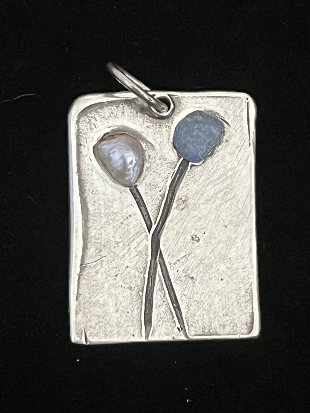 Signed Nadine Leo Mississippi River Pearl Co Sterling Silver Pearl Pendant